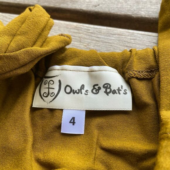 Owl's & Bat's Girls Tank Top Size 4 Stretchy Knit Brown Shoulder Ties NEW - Picture 3 of 6